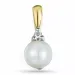 parel diamanten hanger in 9 caraat goud-en witgoud 0,03 ct