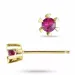 2 x 0,14 ct rode robijn solitaire oorbel in 9 karaat goud met robijn