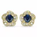 Bloem saffier diamant oorbellen in 9 karaat goud met diamanten en saffieren 