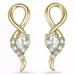 Witte kwarts diamant oorbellen in 9 karaat goud met diamanten en kwartsen 