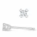 2 x 0,03 ct diamant solitaire oorbel in 14 karaat witgoud met diamant