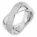 Elegant abstract witte zirkoon ring in zilver