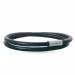 Rond zwart leren armband in staal x 4 mm