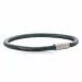 Rond zwart leren armband in staal x 4 mm