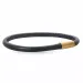 Rond zwart armband in leer met verguld staal slot x 4 mm