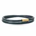 Rond zwart armband in leer met verguld staal slot x 4 mm