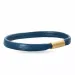 Plat blauwe armband in leer met verguld staal slot x 6 mm