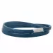 Plat blauwe armband in leer met staal slot  x 6 mm