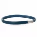 Plat blauwe armband in leer met staal slot  x 6 mm