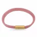 Plat roze magnetische armband in leer met verguld staal slot  x 6 mm
