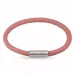 Rond roze magnetische armband in leer met staal slot  x 4 mm