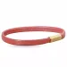 Plat roze magnetische armband in leer met verguld staal slot x 6 mm