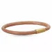 Rond bruin magnetische armband in leer met verguld staal slot  x 4 mm