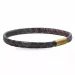 Plat bruin slangenarmband in leer met verguld staal slot x 6 mm