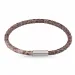 Rond bruin slangenarmband in leer met staal slot x 4 mm