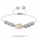 parel shell mossel armband in zijden koord 17 cm plus 5 cm  x 10 mm