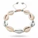 shell mossel armband in zijden koord 17 cm plus 4 cm x 12 mm