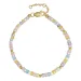 multikleurige steen armband met zoetwaterparel