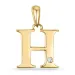 letter h diamant hanger in 9 caraat goud 0,01 ct