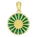 14,5 mm margriet donkergroen hanger in verguld sterlingzilver