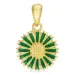 12 mm margriet donkergroen hanger in verguld sterlingzilver