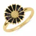 12 mm margriet zwart ring in verguld sterlingzilver - Marie