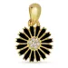 11 mm margriet zwart hanger in verguld sterlingzilver - Marie