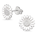 11 mm margriet witte oorsteker in zilver - Matilda