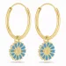 18 mm margriet blauwe emaille creool in verguld sterlingzilver - Marie