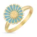 11 mm margriet blauwe ring in verguld sterlingzilver - Marie