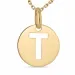 letter t ketting in verguld sterlingzilver met hanger in 8 karaat goud