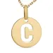 letter c ketting in verguld sterlingzilver met hanger in 8 karaat goud