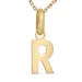 letter r ketting in verguld sterlingzilver met hanger in 8 karaat goud