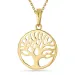 12 mm boom van het leven ketting in verguld sterlingzilver met hanger in 8 karaat goud
