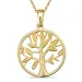 14 mm boom van het leven ketting in verguld sterlingzilver met hanger in 8 karaat goud