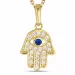 hamsa hand zirkoon ketting in verguld sterlingzilver met hanger in 8 karaat goud - Gold Collection