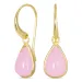 druppel roze kristal oorbellen in verguld zilver - Loom Stones