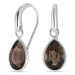 druppel rookkleurige kwarts oorbellen in zilver - Loom Stones