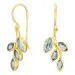 blad blauwe kristal oorbellen in verguld zilver - Loom Stones