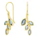 blad donkerblauw kristal oorbellen in verguld zilver - Loom Stones