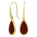 lange druppel rode kristal oorbellen in verguld zilver - Loom Stones