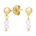 roze roze kristal oorbellen in verguld sterlingzilver - Loom Stones