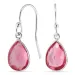 druppel pink kristal oorbellen in zilver