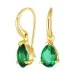 druppel donkergroen kristal oorbellen in verguld zilver - Loom Stones