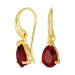 druppel rode kristal oorbellen in verguld zilver - Loom Stones