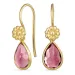 druppel pink kristal oorhaakjes in verguld zilver
