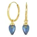18 mm donkerblauw kristal creool in verguld zilver