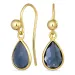 druppel blauwe kristal oorhaakjes in verguld zilver