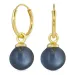 12 mm donkerblauw kristal creool in verguld zilver
