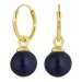 12 mm synthetisch blauwe saffier creool in verguld zilver